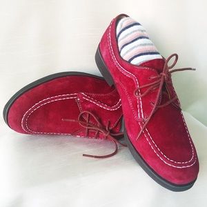 NWOT Hush Puppies Dark Red Suede Oxfords